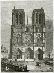 Notre Dame de Paris in 1642 - illustratie uit Notre Dame de Paris, 19e eeuw